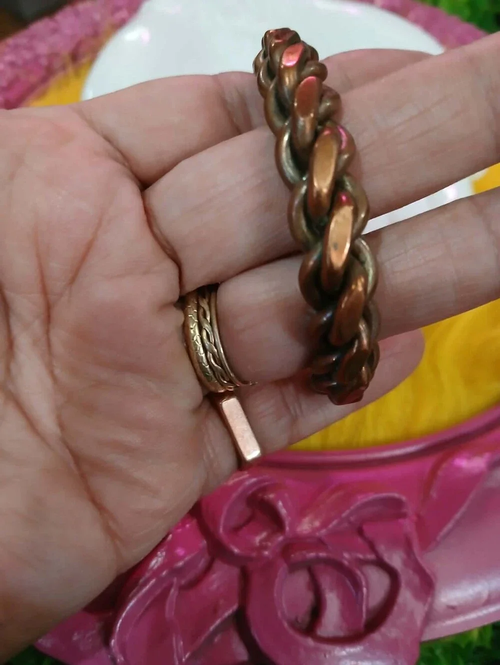Vintage Solid Copper Twisted Cuff Bracelet Open Bangle Handmade Unisex Boho